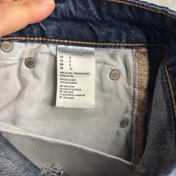 American Eagle Outfitters Tomgirl Shortie Blue Distressed Jean Shorts - Picture 6 of 7